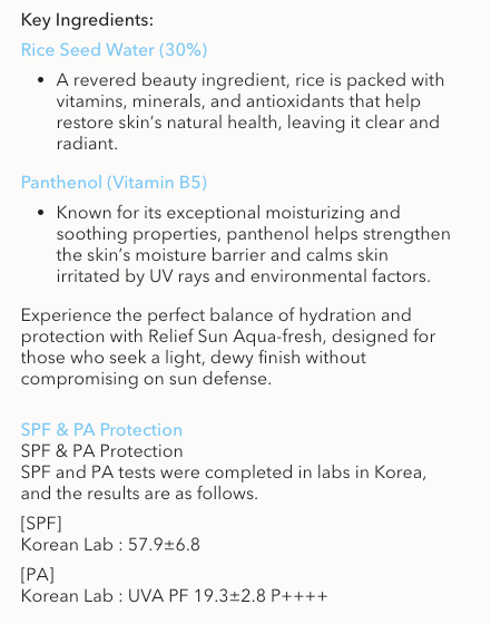 BEAUTY OF JOSEON Relief Sun Aqua Fresh: Rice B5 Sunscreen